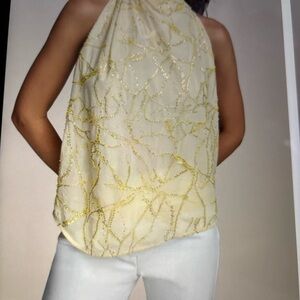 Donna Karan Yellow Patterned Blouse